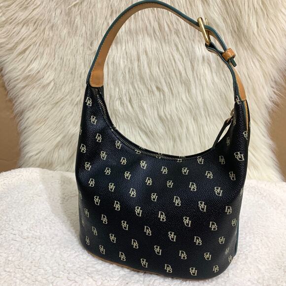 DOONEY AND BOURKE Vintage Black Signature Coated Canvas Bucket Hobo - Picture 16 of 16
